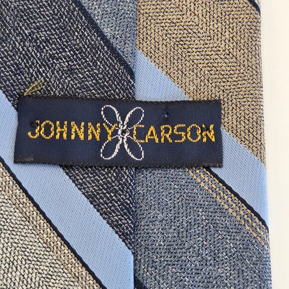 Vintage 1970s Johnny Carson Striped Polyester Tie 3” Wide Made USA - Picture 5 of 8
